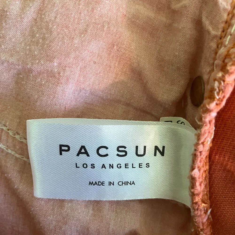Pacsun high waisted fringe hem burnt orange denim mini skirt